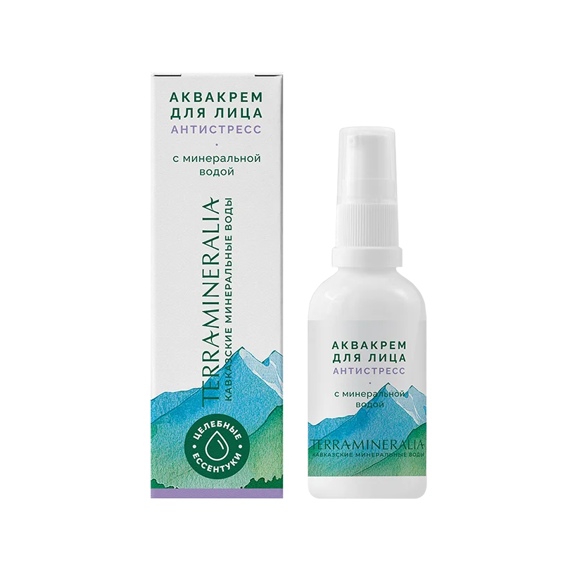 Аквакрем для лица Антистресс с минеральной водой, Terra mineralia, 50 г