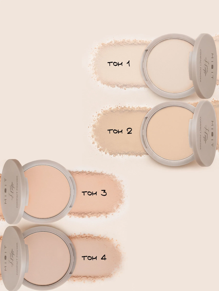 Компактная матирующая пудра для лица № 01 light-beige (светло-бежевый), Make Up, 10 г