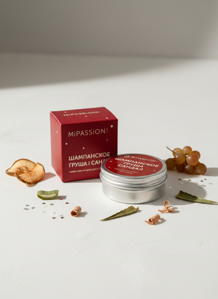 Крем-масло для рук с гелем алоэ Шампанское, груша и сандал, 50 мл