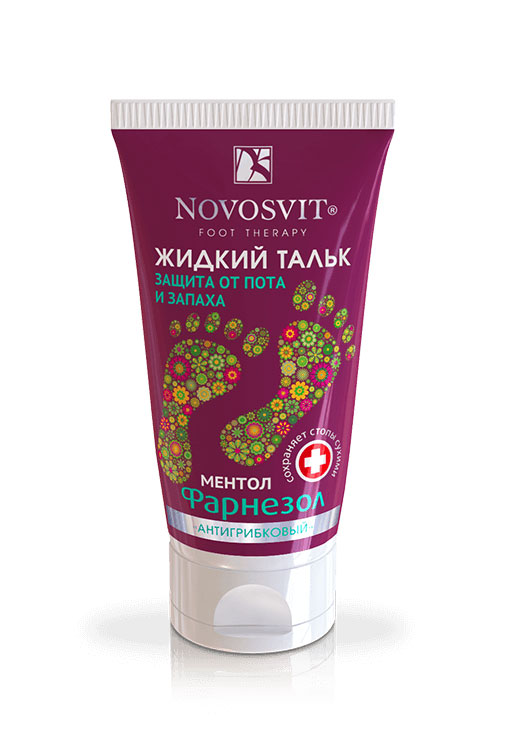 Жидкий тальк для ног Защита от пота и запаха, антигрибковый, с Фарнизолом и ментолом, 50 мл