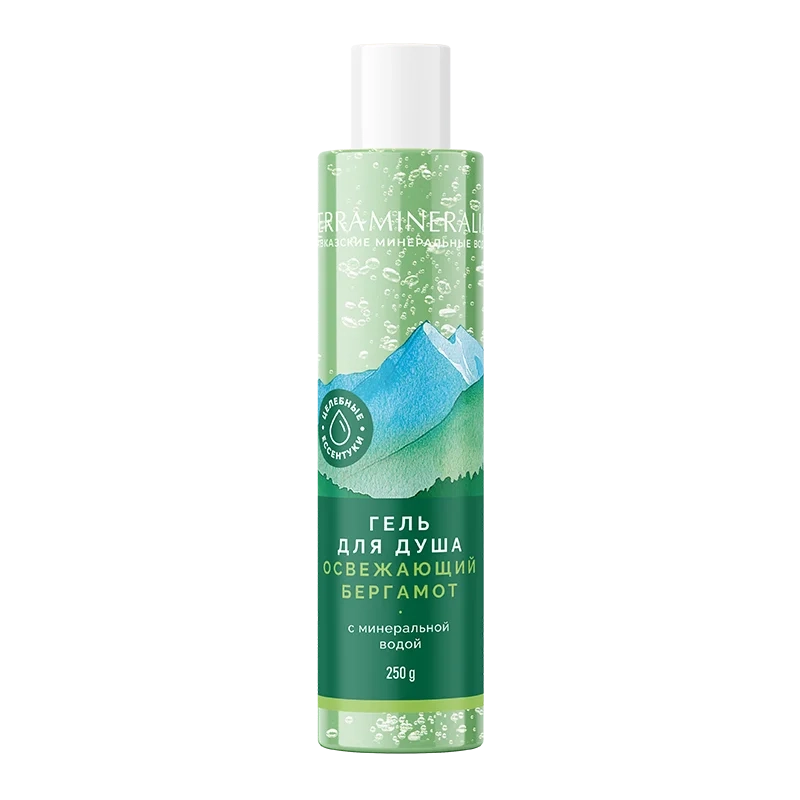 Гель для душа Освежающий бергамот с минеральной водой, Terra mineralia, 250 г
