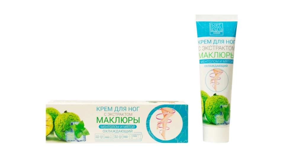Крем для ног Охлаждающий с экстрактом маклюры, ментолом и мятой, 100 мл Крем для ног Охлаждающий с экстрактом маклюры, ментолом и мятой, 100 мл