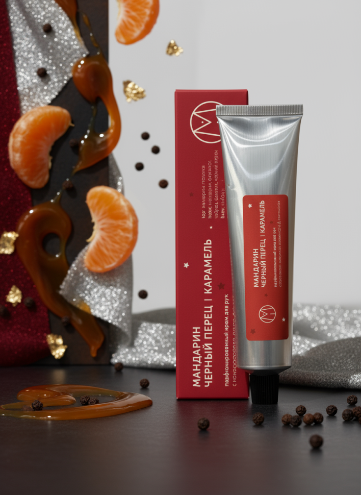Парфюмированный крем для рук Мандарин, черный перец, карамель, 65 мл