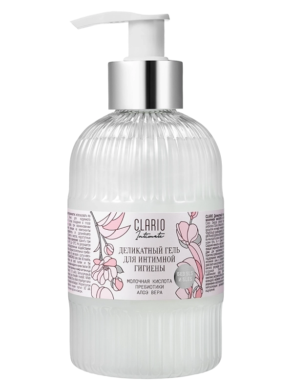 Гель для интимной гигиены с молочной кислотой и пребиотиками деликатный Clario, 295 мл