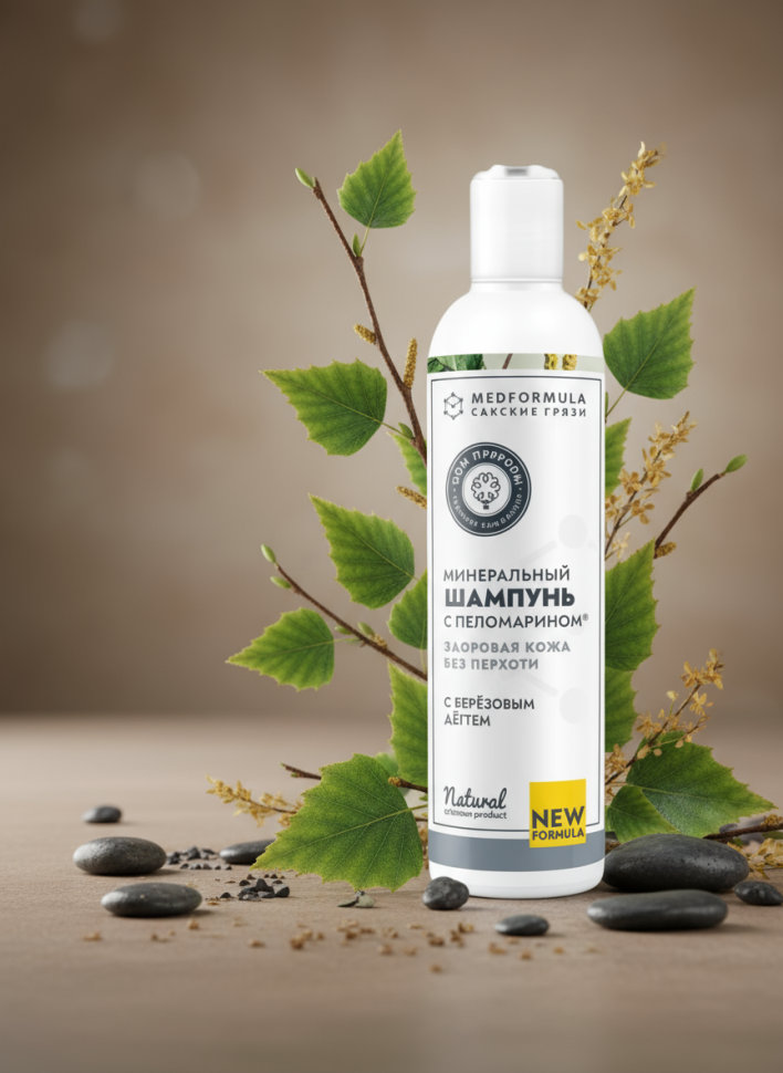 Минеральный шампунь с Пеломарином и березовым дегтем Здоровая кожа без перхоти, 250 г Минеральный шампунь с Пеломарином и березовым дегтем Здоровая кожа без перхоти, 250 г