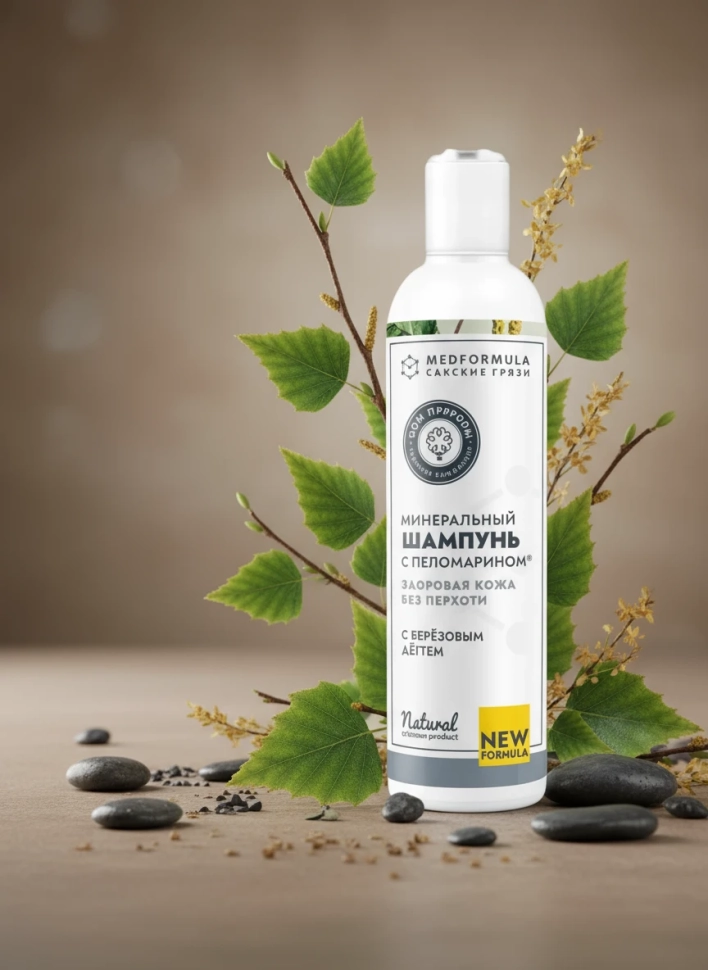 Минеральный шампунь с Пеломарином и березовым дегтем Здоровая кожа без перхоти, 250 г