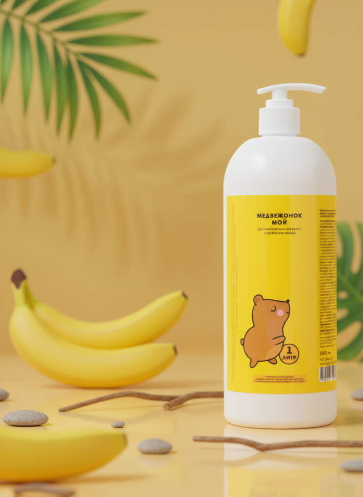 Шампунь Медвежонок мой детский с экстрактом банана, 1 л