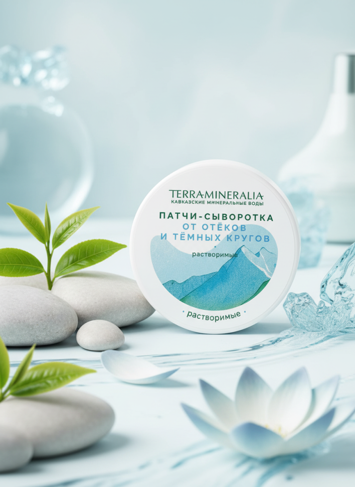 Растворимые патчи-сыворотка от отеков и темных кругов с минеральной водой, Terra mineralia, 88 г