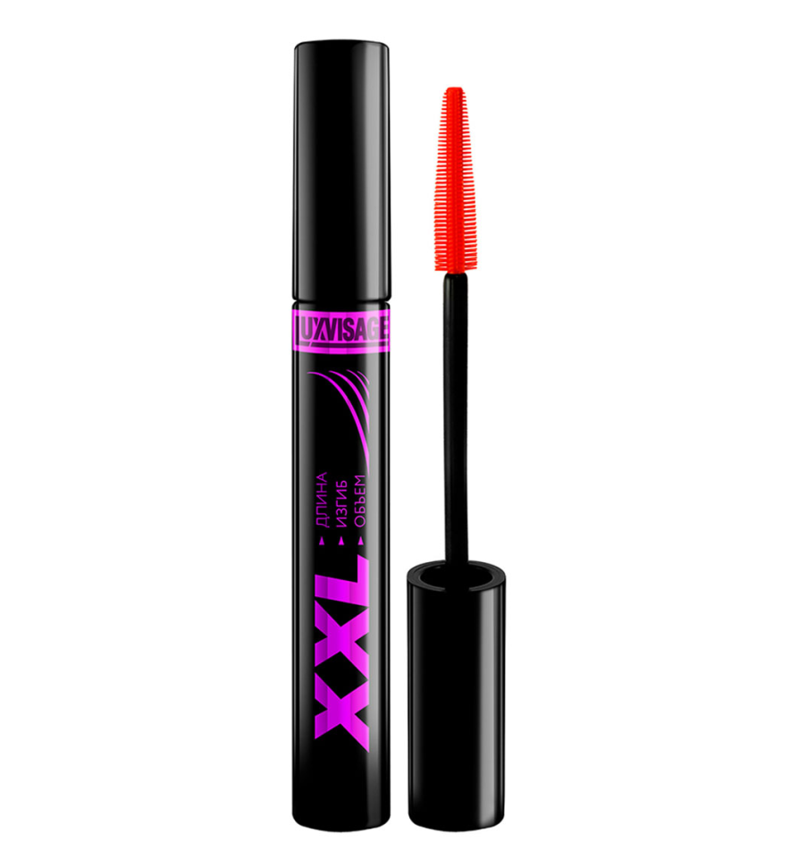 Тушь для ресниц чёрная XXL длина, изгиб, объём, LuxVisage, 9 г