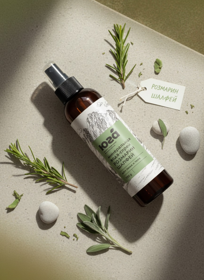 Минеральная вода с шалфеем и розмарином для лица и тела, 120 г