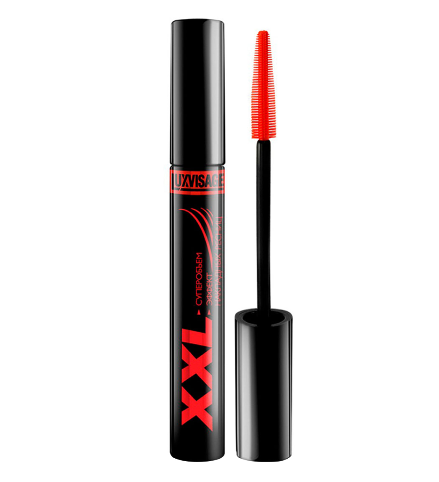 Тушь для ресниц чёрная XXL суперобъём, эффект накладных ресниц, LuxVisage, 8 г