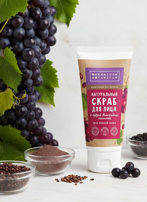 Скраб для лица С пудрой виноградных косточек для зрелой кожи, 70 г