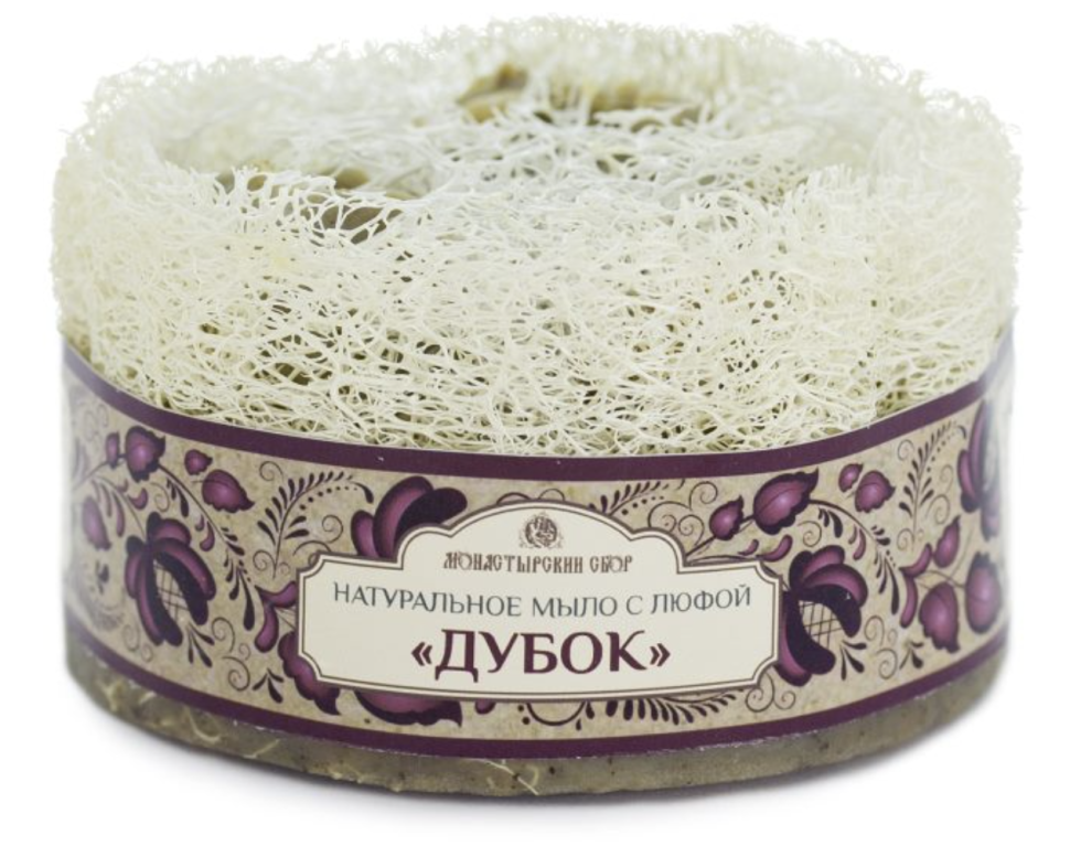 Натуральное мыло с люфой "Дубок" очищает кожу и поры, 135 г