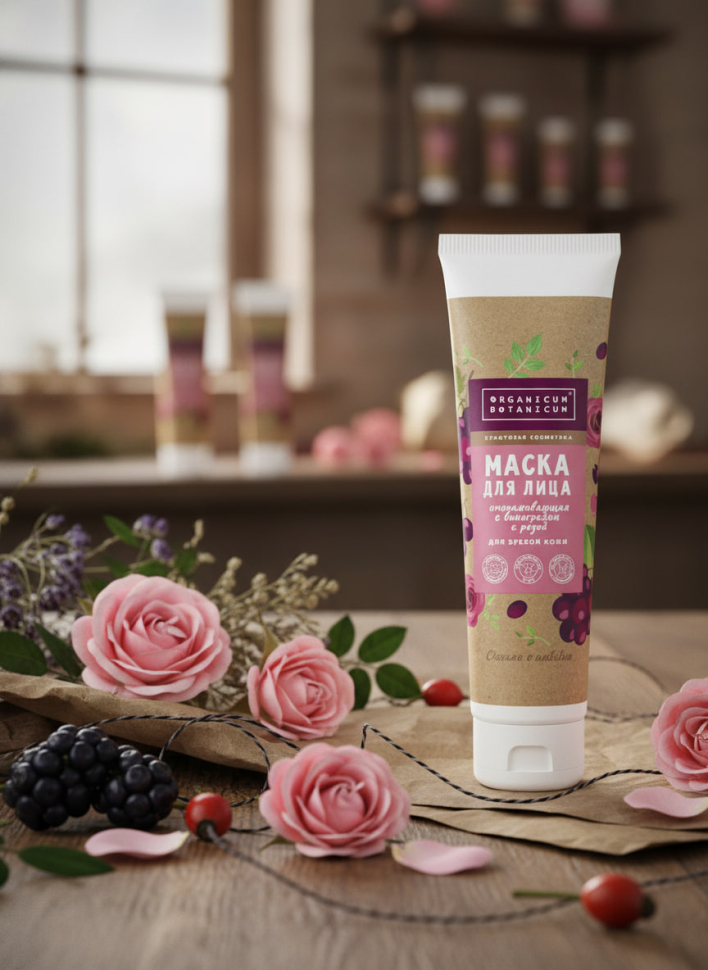 Маска для лица Омолаживающая с виноградом и розой для зрелой кожи, 150 г