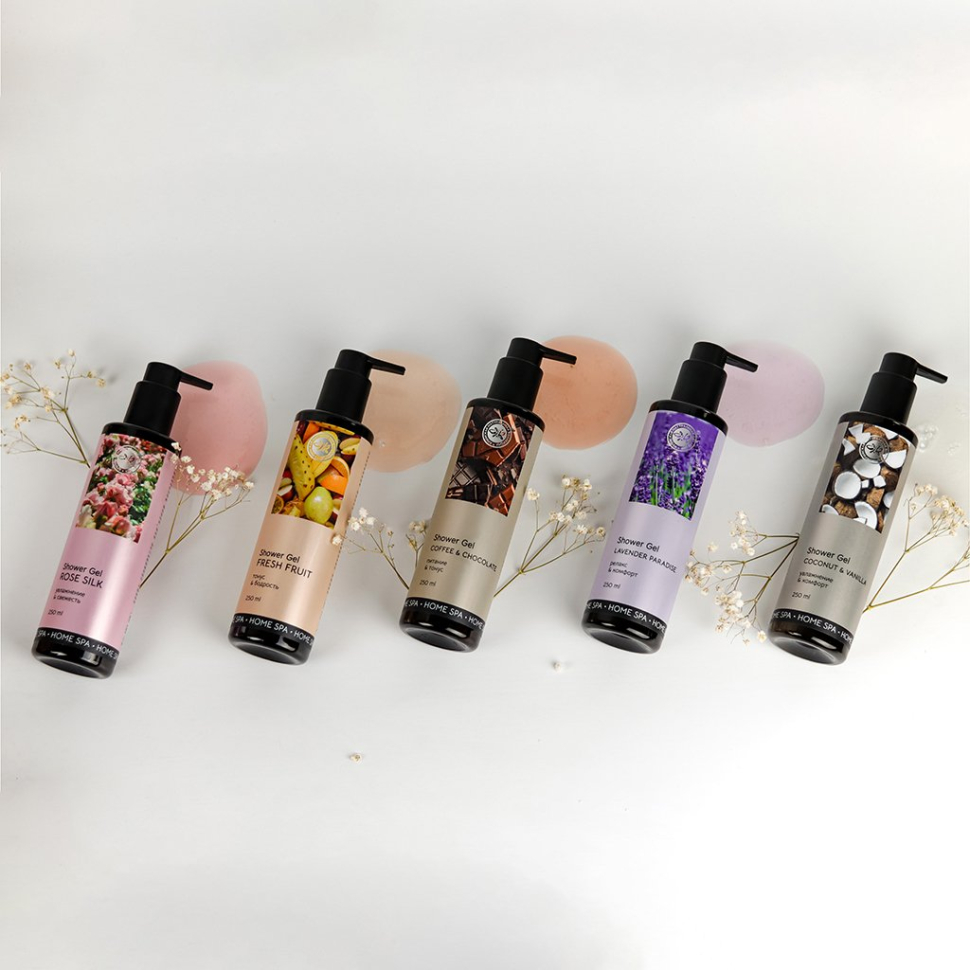 Гель для душа Кокос и ваниль тонизирует и увлажняет Home SPA, 250 мл