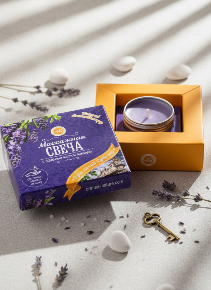 Массажная свеча с эфирным маслом Лаванды Массажная свеча с эфирным маслом Лаванды