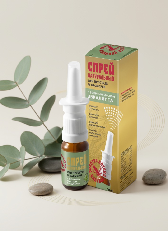 Спрей При простуде и насморке с эфирным маслом эвкалипта, 10 мл Спрей При простуде и насморке с эфирным маслом эвкалипта, 10 мл