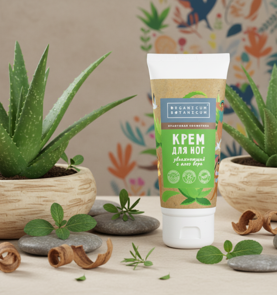 Натуральный крем для ног Увлажняющий с алоэ вера, 70 г