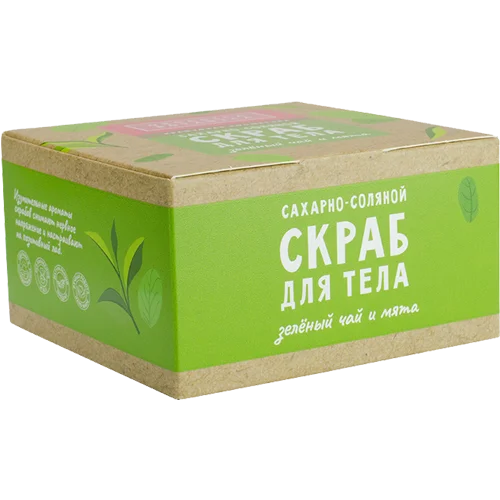 Сахарно-соляной скраб для тела Зеленый чай и мята, 200 г