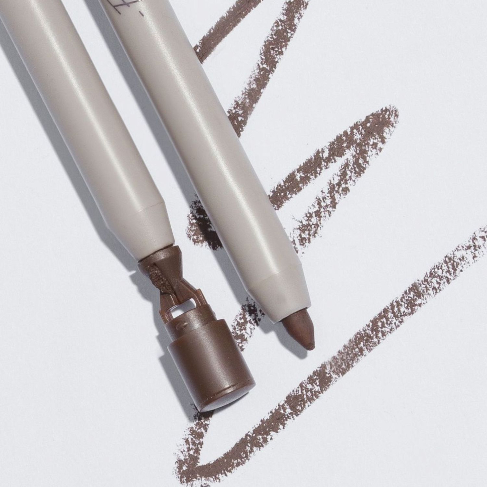 Карандаш каял для глаз Коричневый с кремовой текстурой, с встроенной мини-точилкой, 1 шт