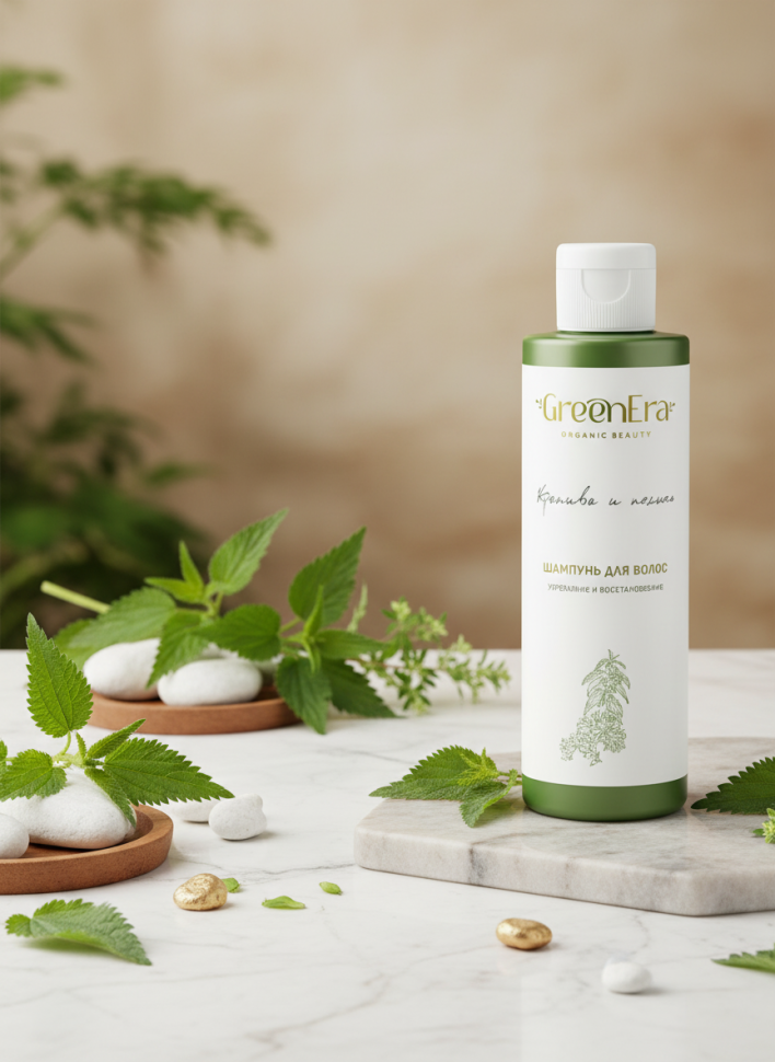 Шампунь для волос Крапива и Полынь, для всех типов волос, укрепление и восстановление, 200 мл