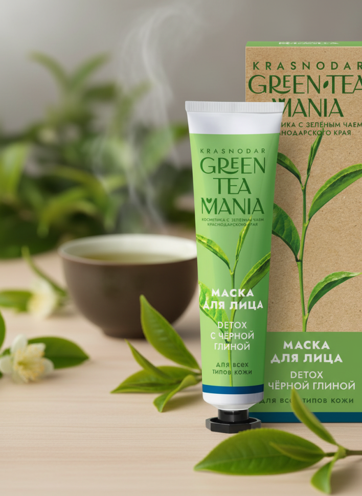Маска для лица Detox (с зелёным чаем и черной глиной), 50 г