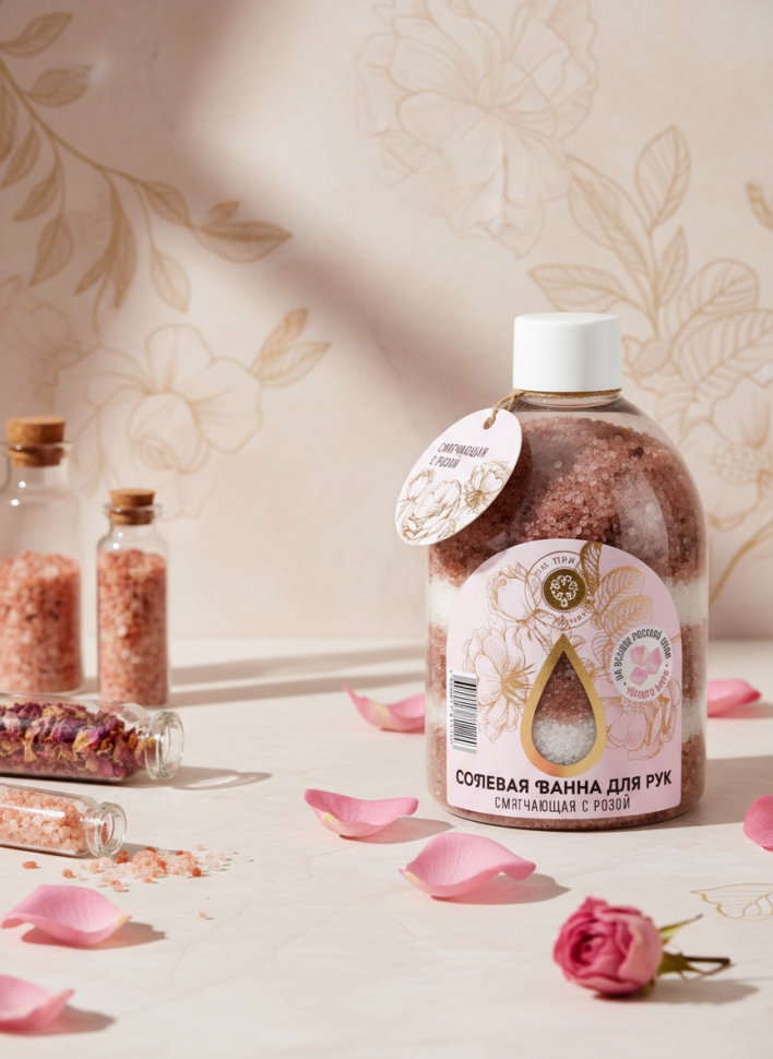Ванна солевая Смягчающая с лепестками роз для рук, 400 г
