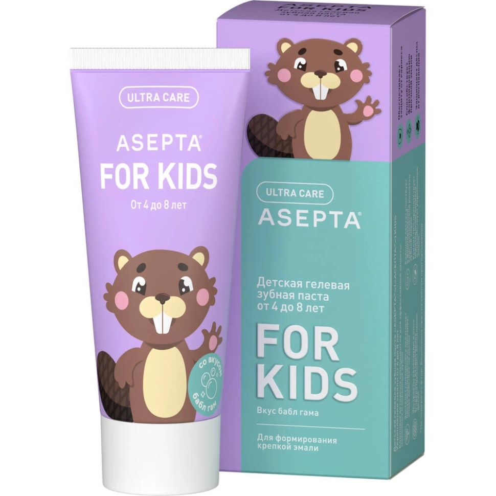 Асепта kids зубная паста гелевая детская укрепление эмали от 4 до 8 лет, 50 мл