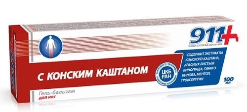 911 С конским каштаном гель-бальзам для ног 100 мл