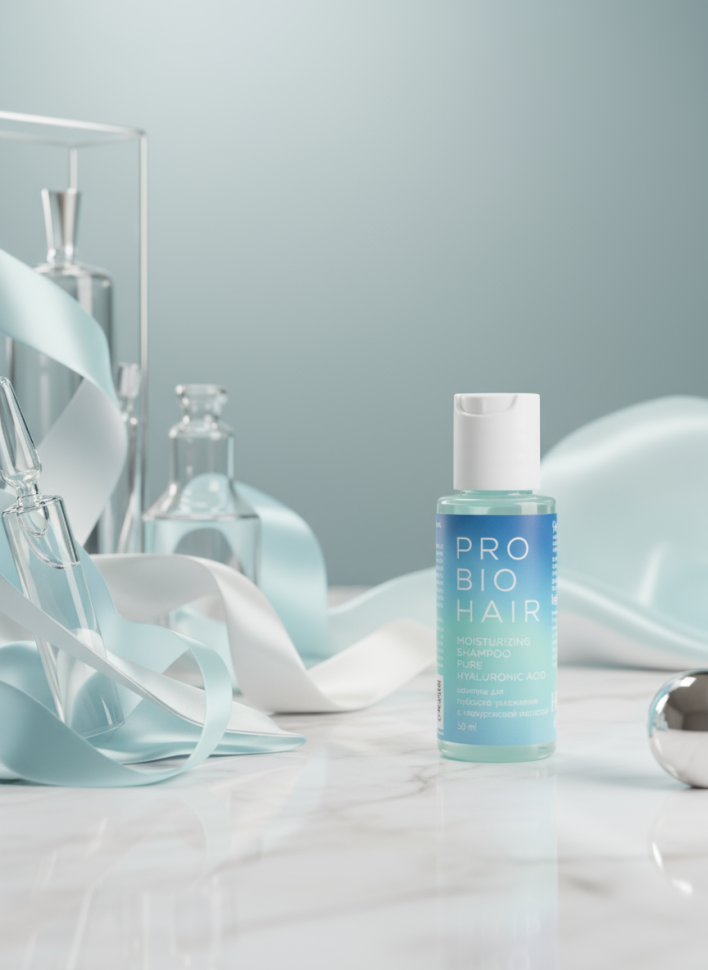 Шампунь для волос PRO BIO HAIR MOISTURIZING SHAMPOO увлажняющий, с гиалуроновой кислотой, 50 мл