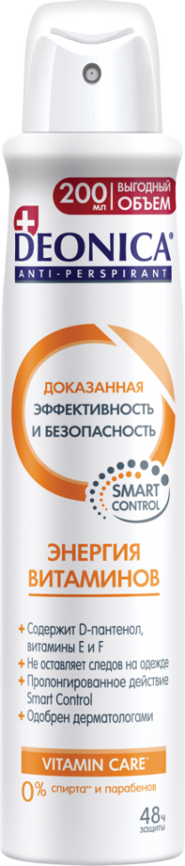 Антиперспирант для тела Энергия Витаминов защита и свежесть 48 часов, 200 мл
