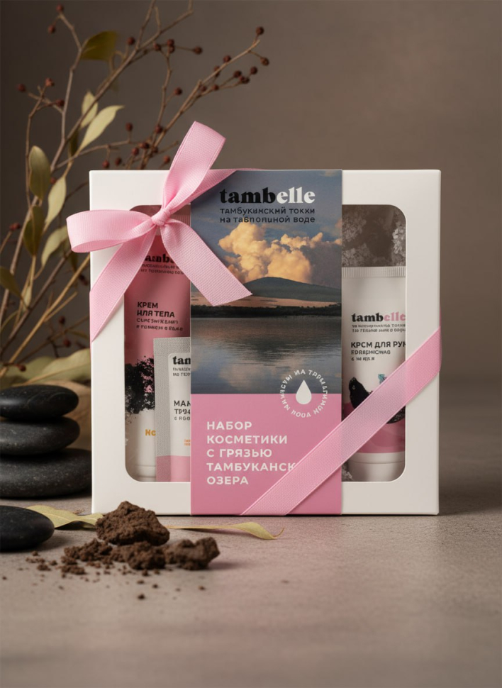 Подарочный набор косметики для тела Tambelle (крем для тела, крем для рук, мыло, маски для лица), 360 г