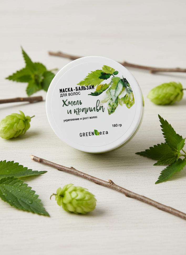 Маска-бальзам для волос Хмель и крапива, рост и укрепление, 180 мл