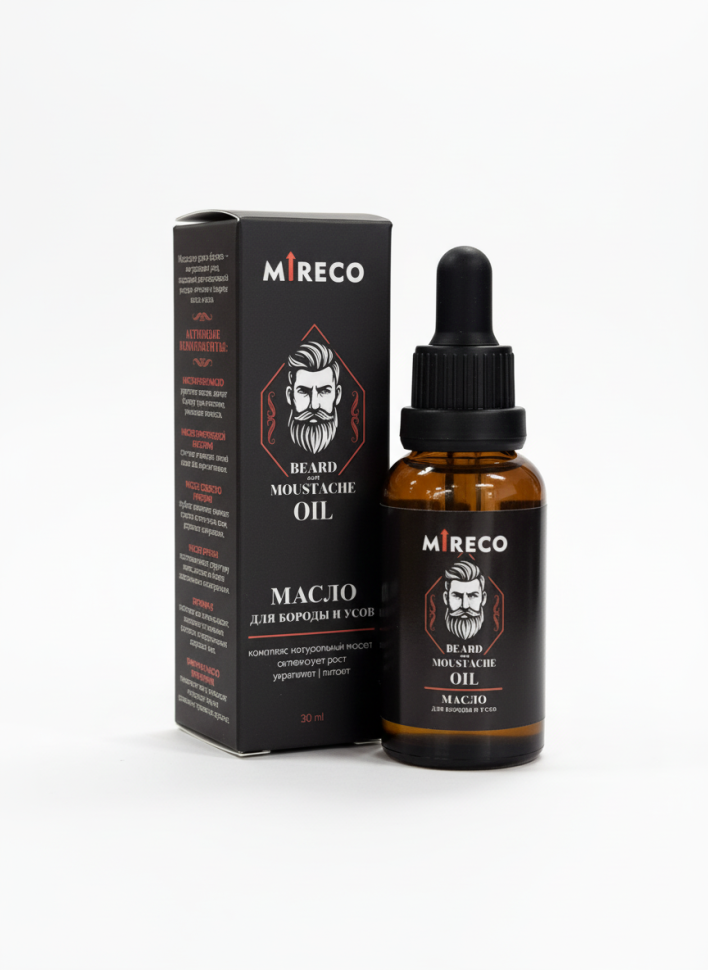 Масло для бороды и усов Beard and Moustache Oil активизирует рост, укрепляет, Mireco, 30 мл